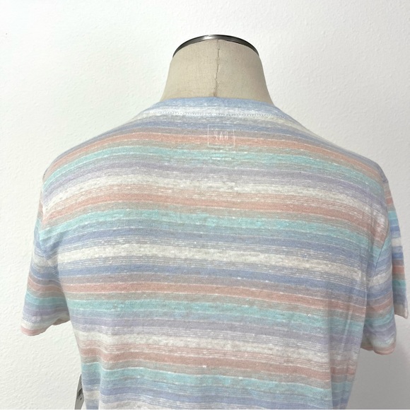 Gap- Linen Lightweight V Neck Multi Stripe Tee Size Medium. - Picture 7 of 9